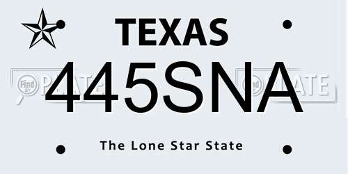 445SNA Texas License Plate