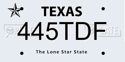 445TDF Texas License Plate