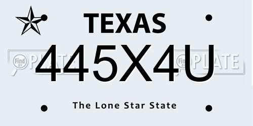 445X4U Texas License Plate