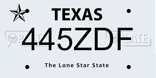 445ZDF Texas License Plate
