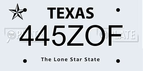445ZOF Texas License Plate