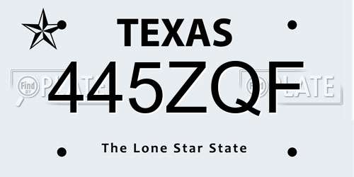 445ZQF Texas License Plate