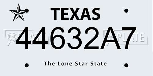 44632A7 Texas License Plate