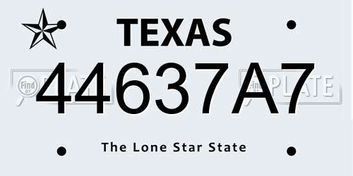 44637A7 Texas License Plate
