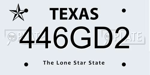 446GD2 Texas License Plate