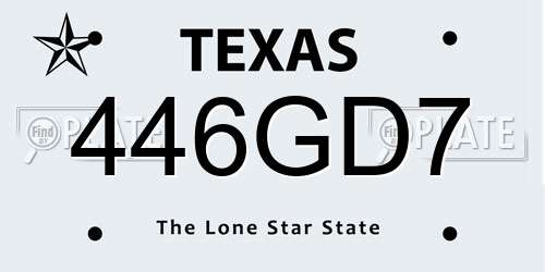 446GD7 Texas License Plate