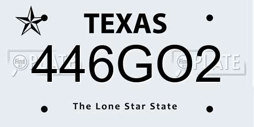 446GO2 Texas License Plate