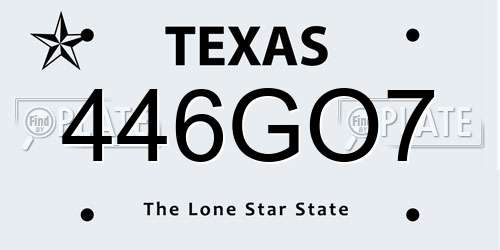 446GO7 Texas License Plate