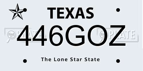 446GOZ Texas License Plate
