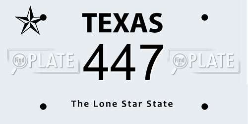 447 Texas License Plate