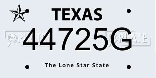 44725G Texas License Plate