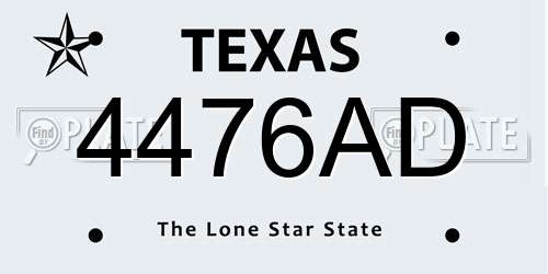4476AD Texas License Plate