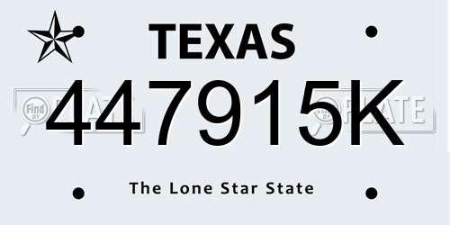 447915K Texas License Plate