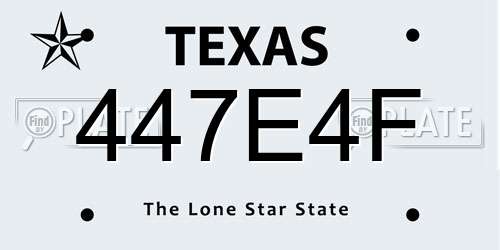 447E4F Texas License Plate