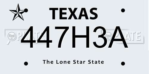 447H3A Texas License Plate