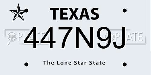 447N9J Texas License Plate