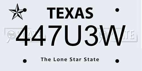 447U3W Texas License Plate