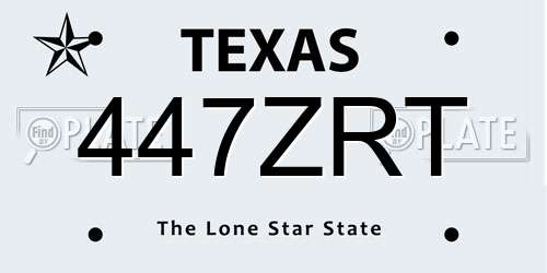 447ZRT Texas License Plate