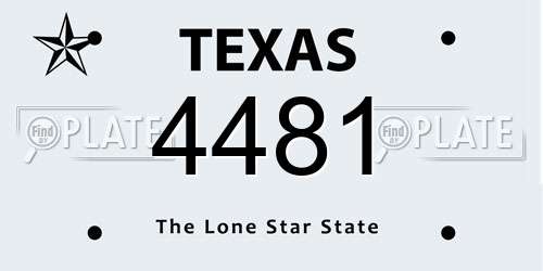 4481 Texas License Plate