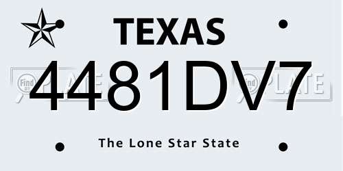 4481DV7 Texas License Plate