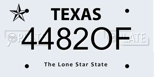 4482OF Texas License Plate