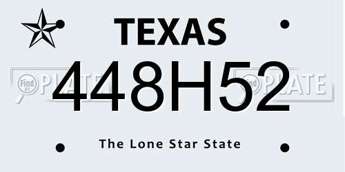 448H52 Texas License Plate