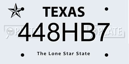 448HB7 Texas License Plate