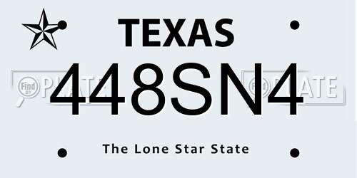 448SN4 Texas License Plate