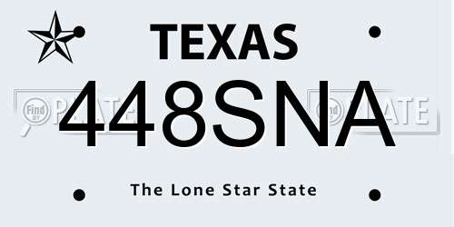 448SNA Texas License Plate