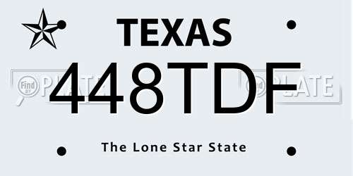 448TDF Texas License Plate