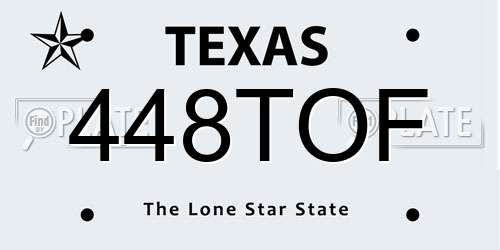 448TOF Texas License Plate