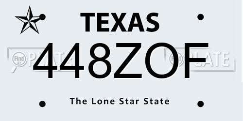 448ZOF Texas License Plate