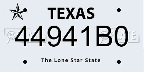 44941B0 Texas License Plate