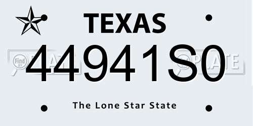 44941S0 Texas License Plate