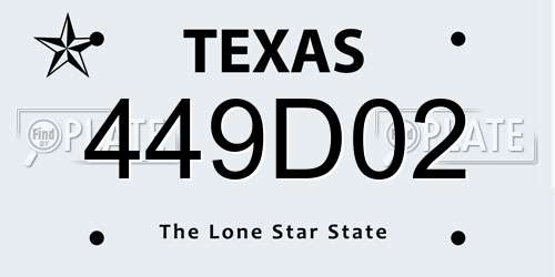 449D02 Texas License Plate