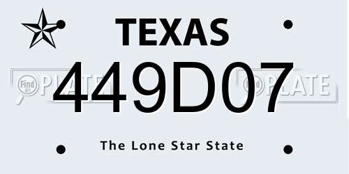 449D07 Texas License Plate