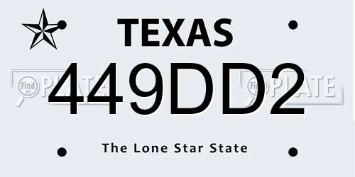 449DD2 Texas License Plate
