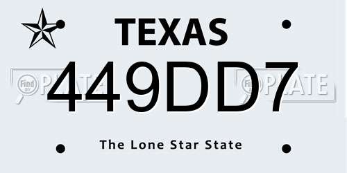449DD7 Texas License Plate