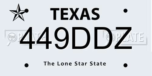 449DDZ Texas License Plate