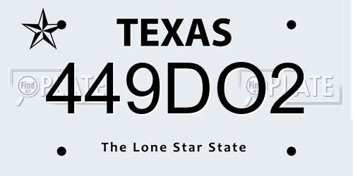 449DO2 Texas License Plate