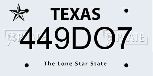449DO7 Texas License Plate