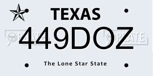 449DOZ Texas License Plate