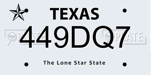 449DQ7 Texas License Plate