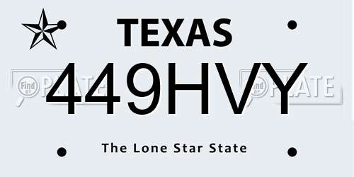 449HVY Texas License Plate