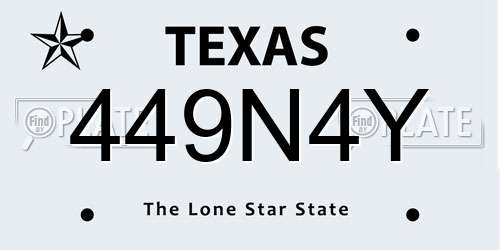 449N4Y Texas License Plate