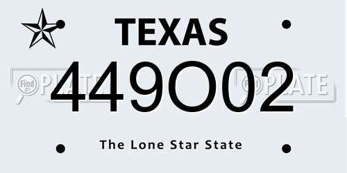 449O02 Texas License Plate