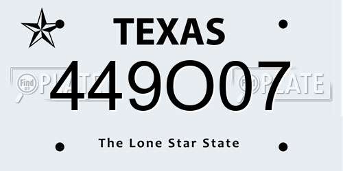 449O07 Texas License Plate