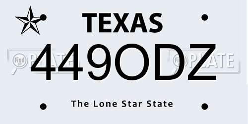 449ODZ Texas License Plate