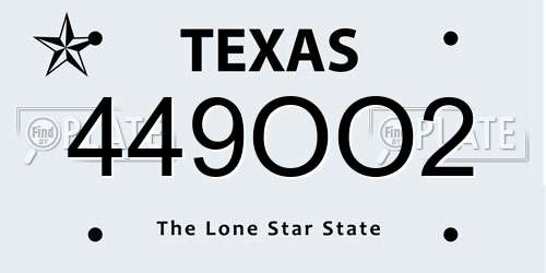 449OO2 Texas License Plate
