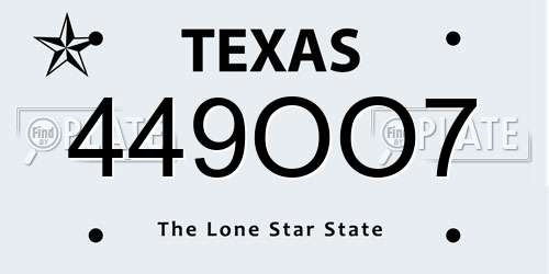 449OO7 Texas License Plate